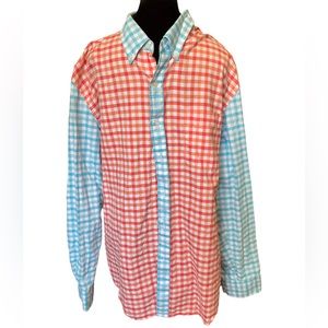 Saddlebred Vintage Oxford Orange Blue Preppy Frat Southern Gingham Button Shirt